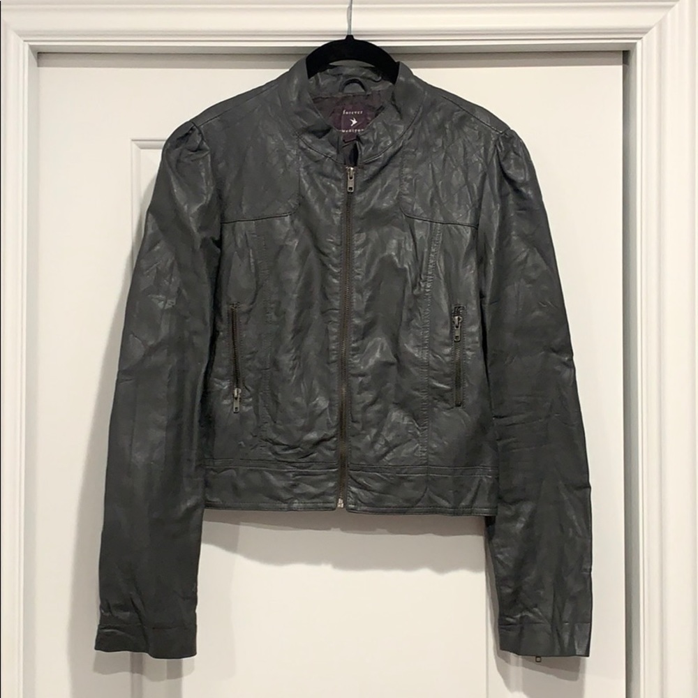 Grey leather jacket